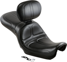 Load image into Gallery viewer, Le Pera Maverick Seat - with Backrest - Stitched - Black - FLD/FXD '06-'17 LK-970BR - Side View