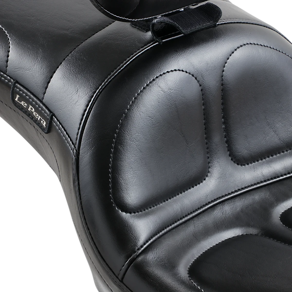 Le Pera Maverick Seat - with Backrest - Stitched - Black - FLD/FXD '06-'17 LK-970BR - Back View