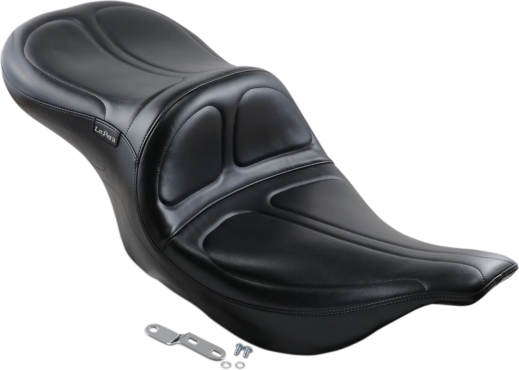 Le Pera Maverick Seat - without Backrest - Stitched - Black - FLH/FLT '02-'07 LH-957 - Side View
