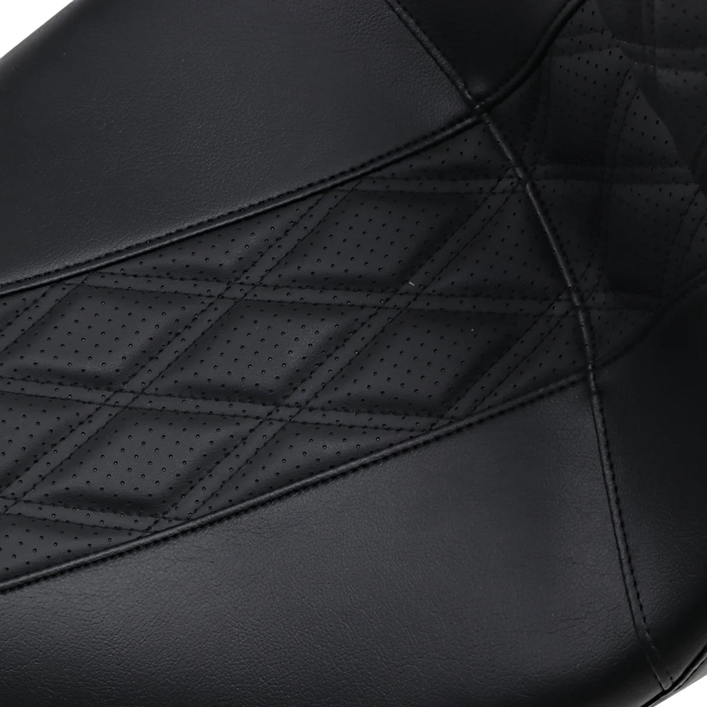 Le Pera Outcast GT Seat - 2-Up - With Backrest - Black Double Diamond - Perforated - FL '08-'22 LK-997BRGT2 - Side View