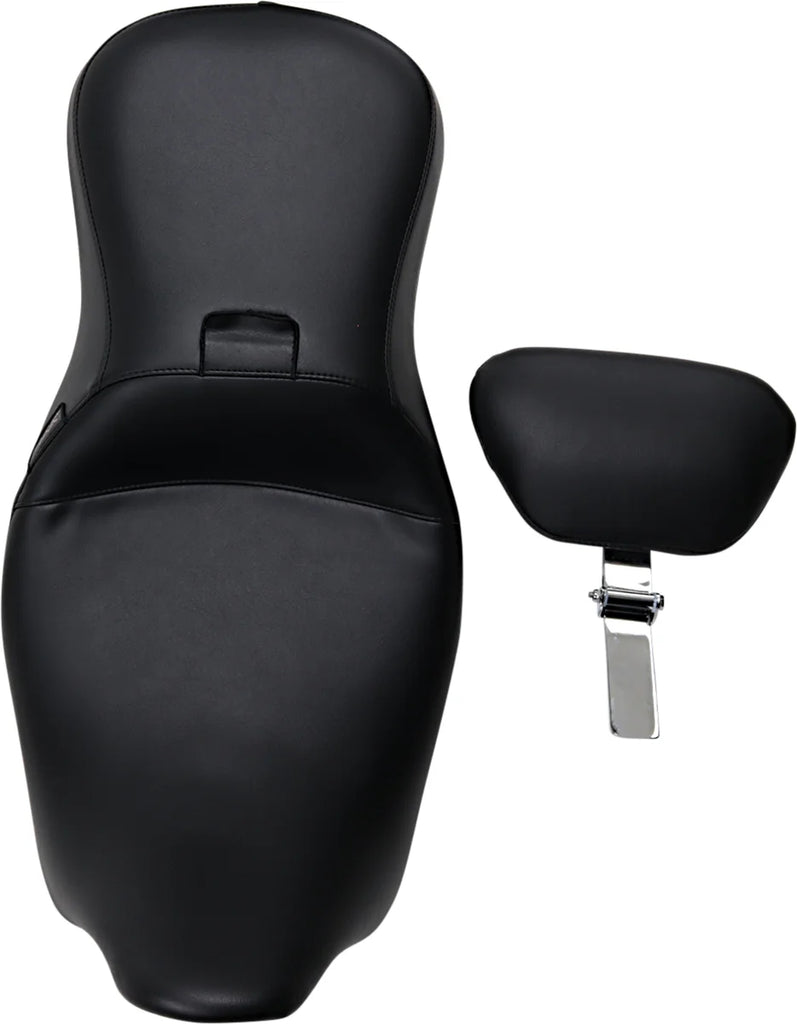 Le Pera Outcast Seat - 2-Up - With Backrest - Smooth - Black - FL '08-'23 LK-997BR - Side View