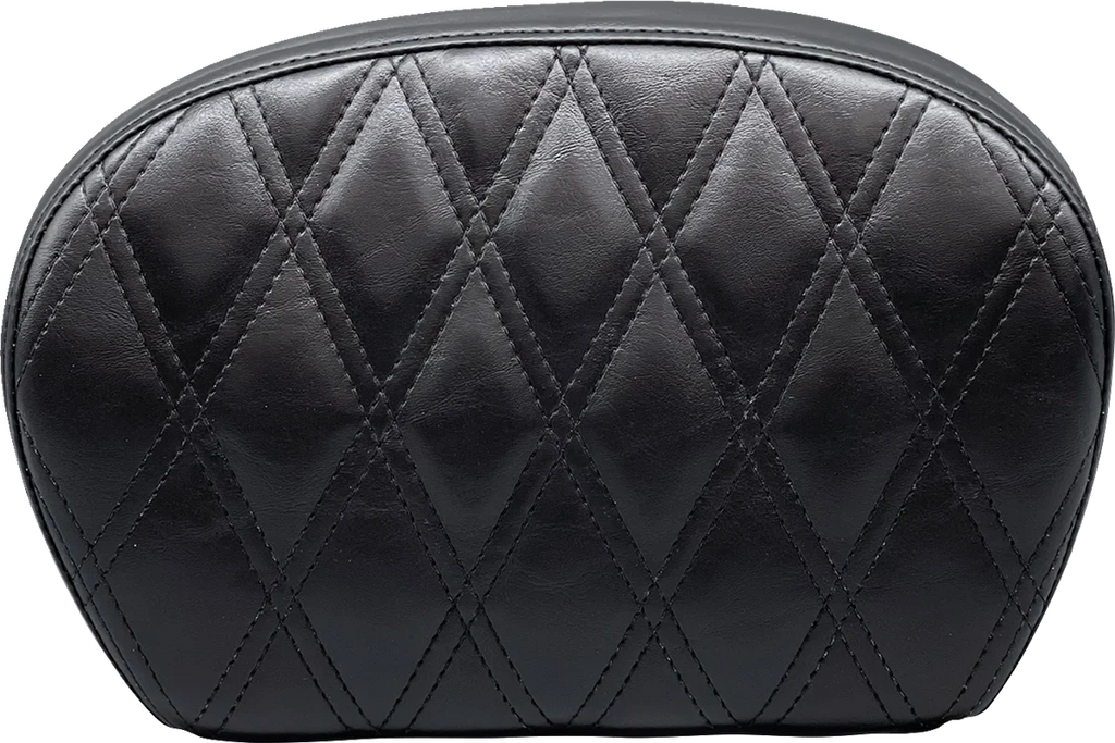 Le Pera Sissy Bar Pad - Large - Vinyl - Double Diamond - Shiny Black L-SBP01DD-SH - Main Product View