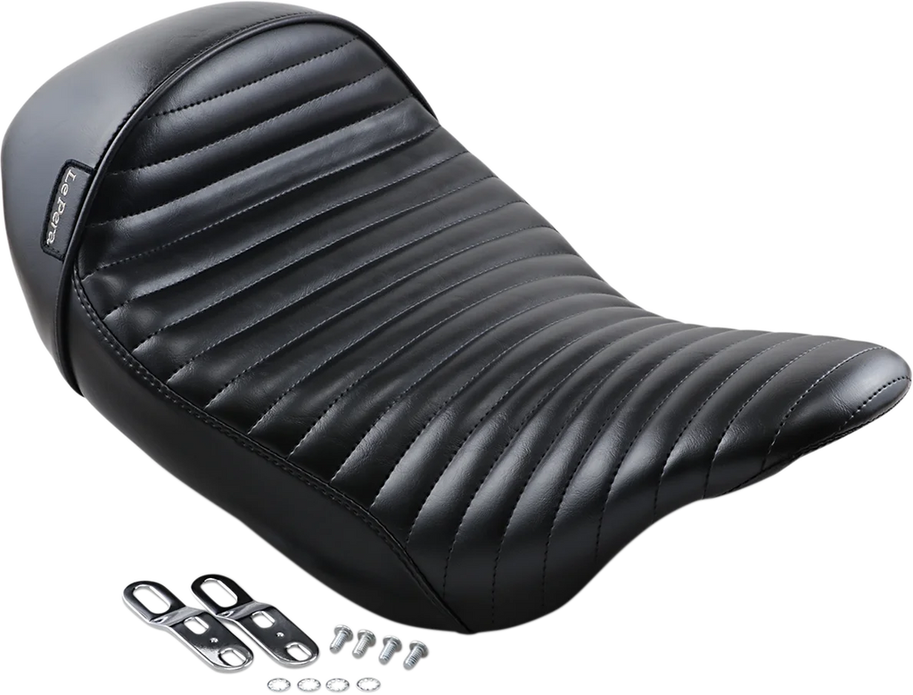 Le Pera Stubs Cafe Seat - Pleated - Black - XL '04-'23 LK-426PT - Side View