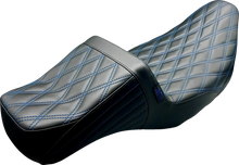 Load image into Gallery viewer, Le Pera Tailwhip Daddy Long Legs Seat - Double Diamond w/ Blue Thread - FLH/FLT '08-'24 LK-587DLDD-BLUE - Main Product View