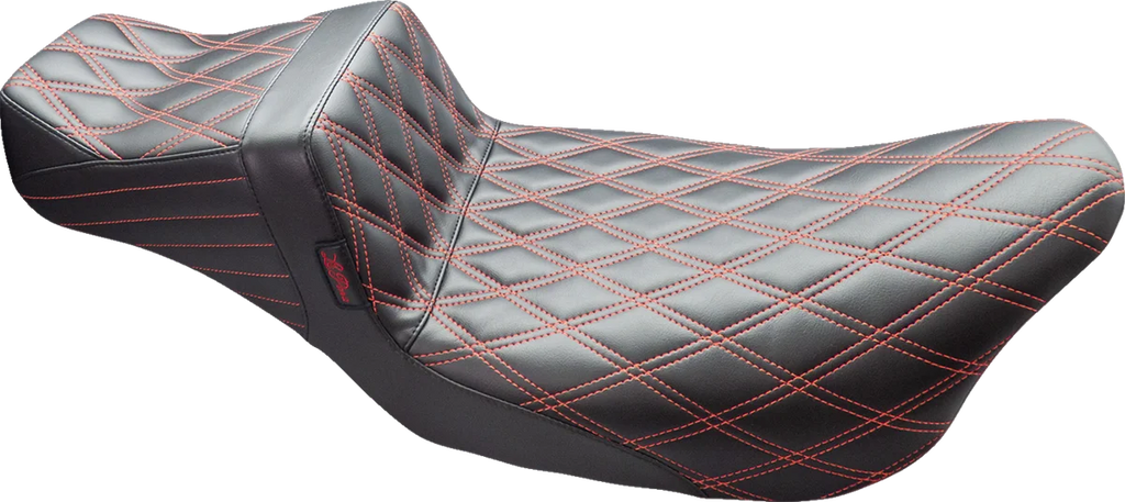 Le Pera Tailwhip Daddy Long Legs Seat - Double Diamond w/ Red Thread - FL '08-'24 LK-587DLDD-RED - Main Product View