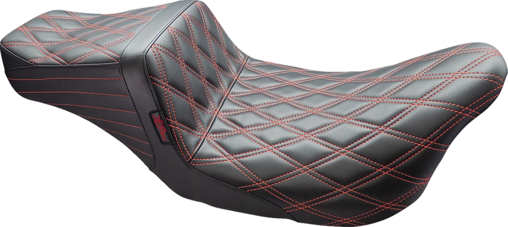 Le Pera Tailwhip Seat - Double Diamond w/ Red Thread - Black - FL '08-'24 LK-587DD-RED - Main Product View