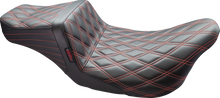 Load image into Gallery viewer, Le Pera Tailwhip Seat - Double Diamond w/ Red Thread - Black - FL '08-'24 LK-587DD-RED - Main Product View