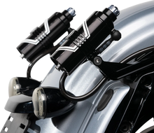 Load image into Gallery viewer, Legend Suspension REVO ARC External Reservoir Mounts - Black - Installation View