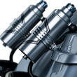 Load image into Gallery viewer, Legend Suspension REVO ARC External Reservoir Mounts - Clear - Side View