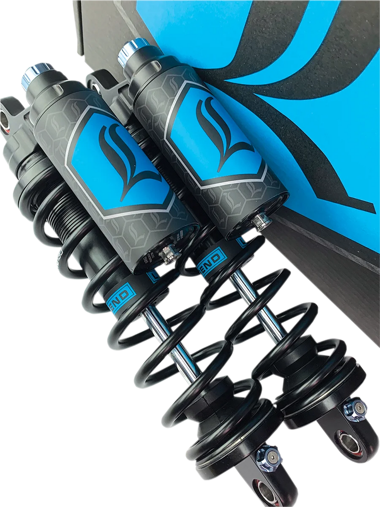 Legend Suspension REVO ARC Piggyback Shocks - Heavy Duty - Black - 13" fits 1999-2017 Harley-Davidson Dyna - Back View