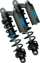 Load image into Gallery viewer, Legend Suspension REVO ARC Piggyback Shocks - Standard - Black - 13" fits 1984-2000 Harley-Davidson FXR - Additional View 6