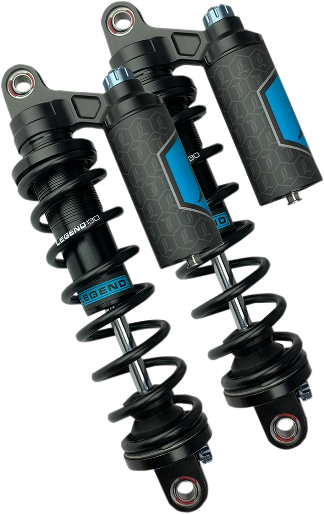 Legend Suspension REVO ARC Piggyback Shocks - Standard - Black - 14" fits 1999-2017 Harley-Davidson Dyna - Installation View
