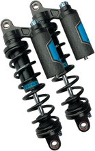 Load image into Gallery viewer, Legend Suspension REVO ARC Piggyback Shocks - Standard - Black - 14" fits 1999-2017 Harley-Davidson Dyna - Installation View