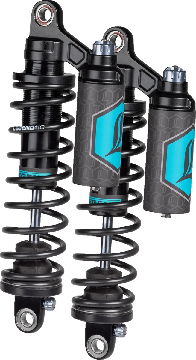 Legend Suspension REVO ARC Piggyback Shocks - Standard - Black - 14" fits 2004+ Harley-Davidson Sportster - Side View