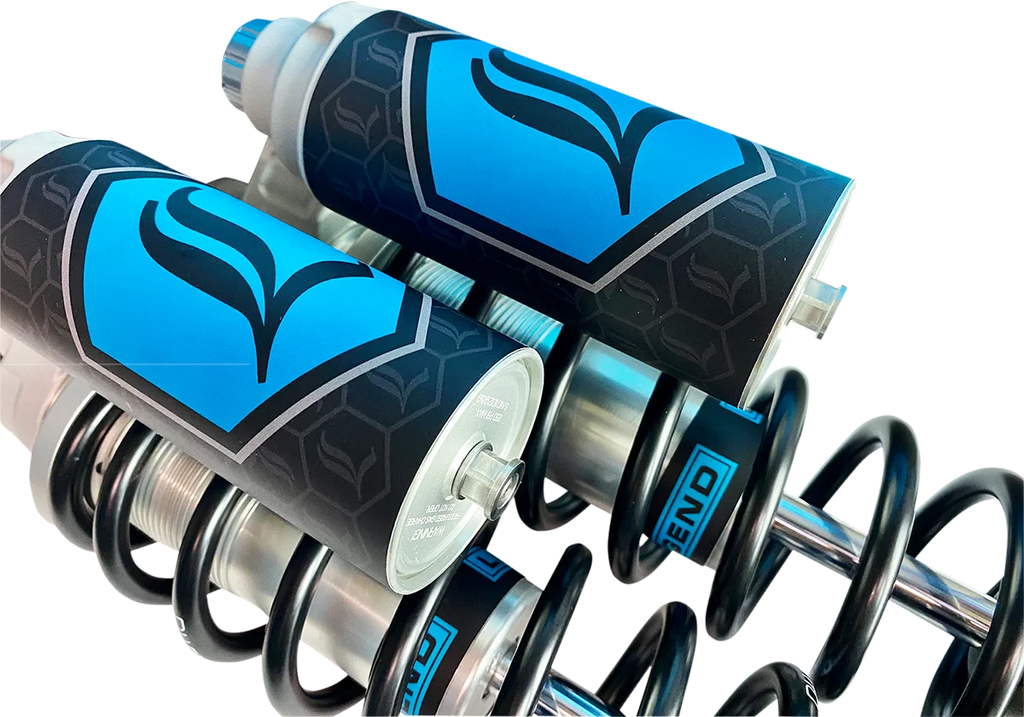 Legend Suspension REVO ARC Piggyback Shocks - Standard - Clear - 13" fits 1999-2017 Harley-Davidson Dyna - Back View