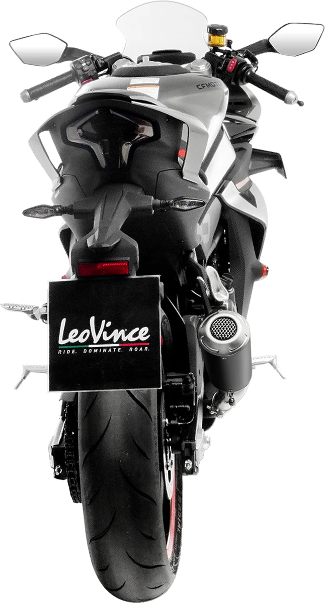 LeoVince LV-10 Slip-On Muffler - Black - Stainless Steel 15265BU - Back View