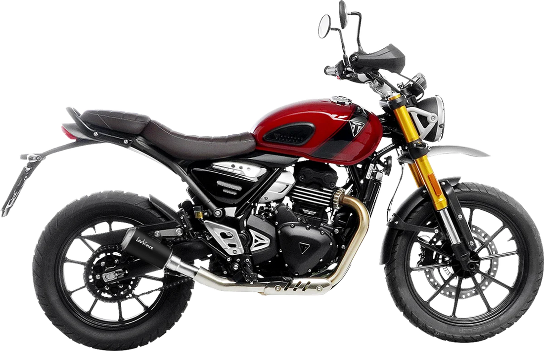 LeoVince LV-10 Slip-On Muffler - Black Stainless Steel - Scrambler/Speed 400 15268BU - Side View