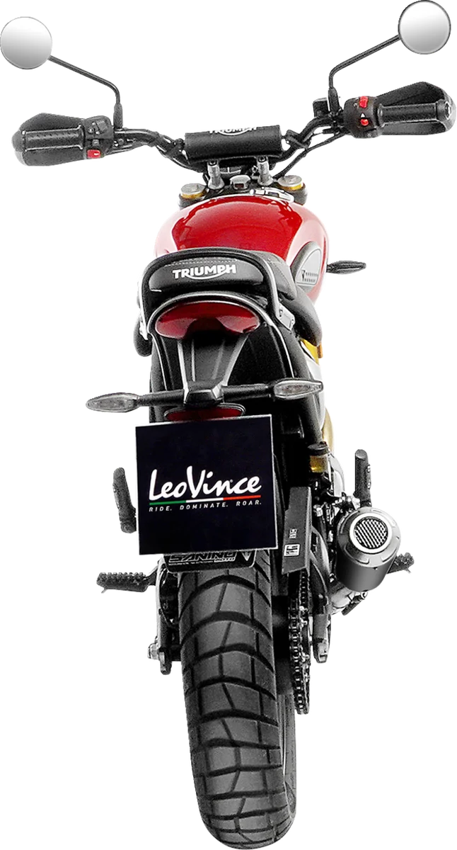 LeoVince LV-10 Slip-On Muffler - Black Stainless Steel - Scrambler/Speed 400 15268BU - Back View