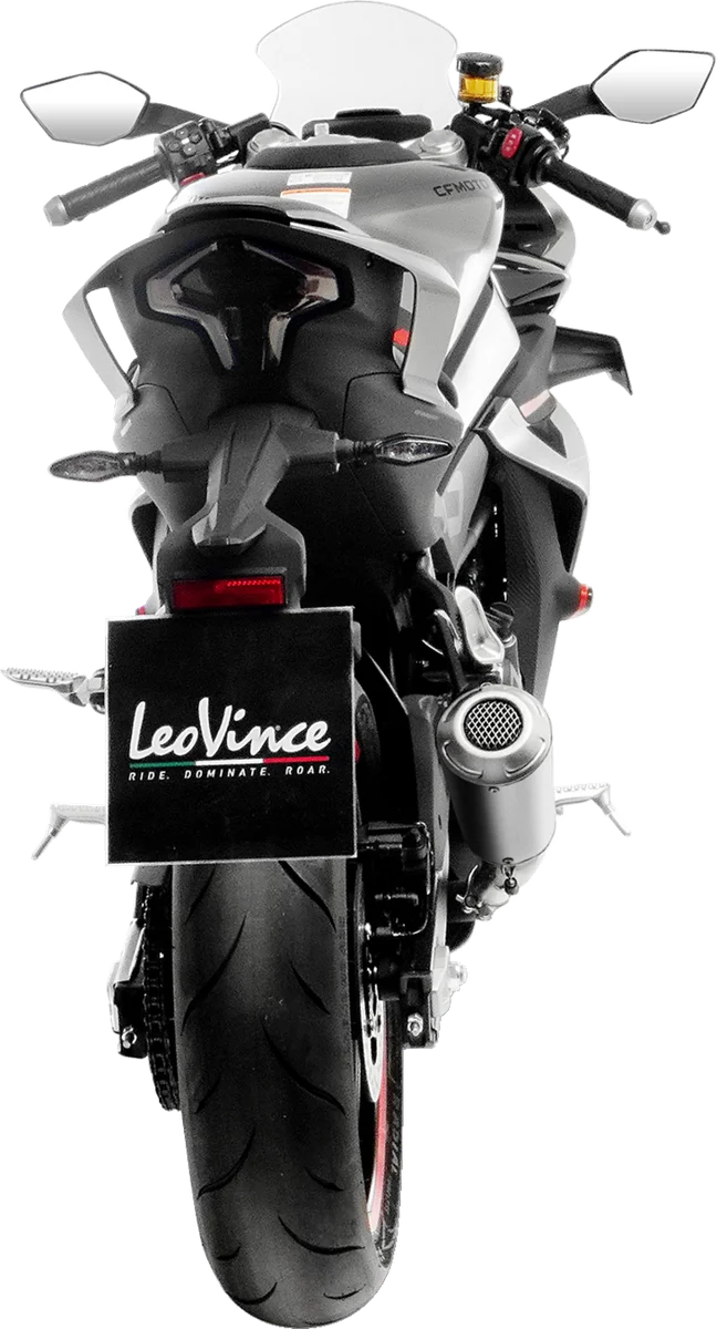 LeoVince LV-10 Slip-On Muffler - Matte - Stainless Steel 15265U - Side View