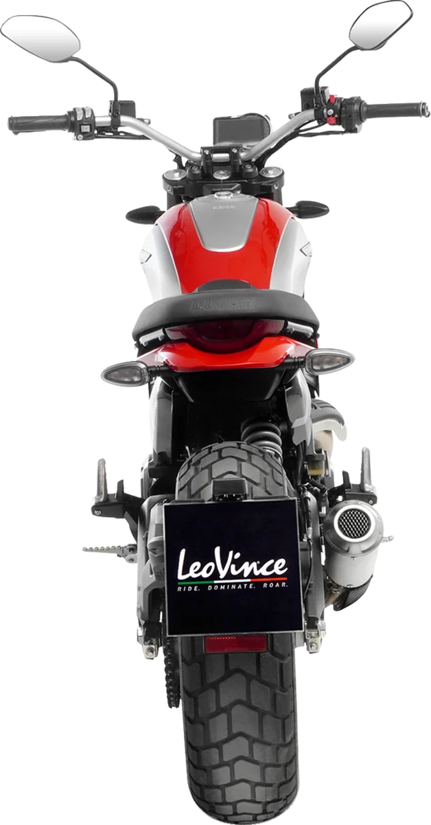 LeoVince LV-10 Slip-On Muffler - Matte - Stainless Steel 15266 - Back View