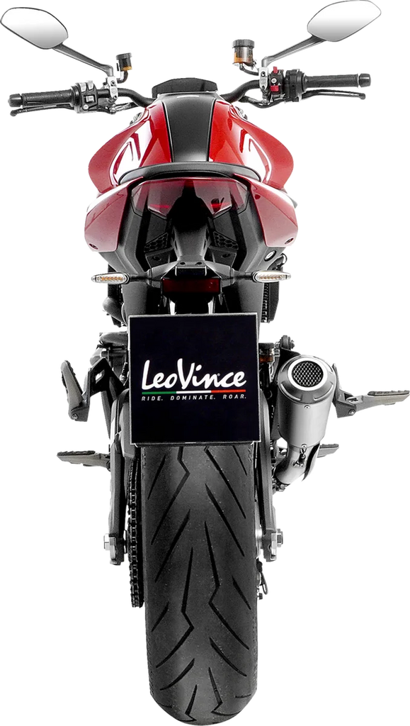 LeoVince LV-10 Slip-On Muffler - Silver 15256 - Back View