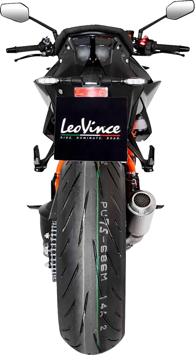 LeoVince LV-10 Slip-On Muffler - Stainless Steel 15243U - Back View