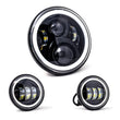 Load image into Gallery viewer, Letric Lighting 7? Full-Halo Black LED Headlight with (2) 4.5? Full-Halo Black Passing Lamps - Main Product View