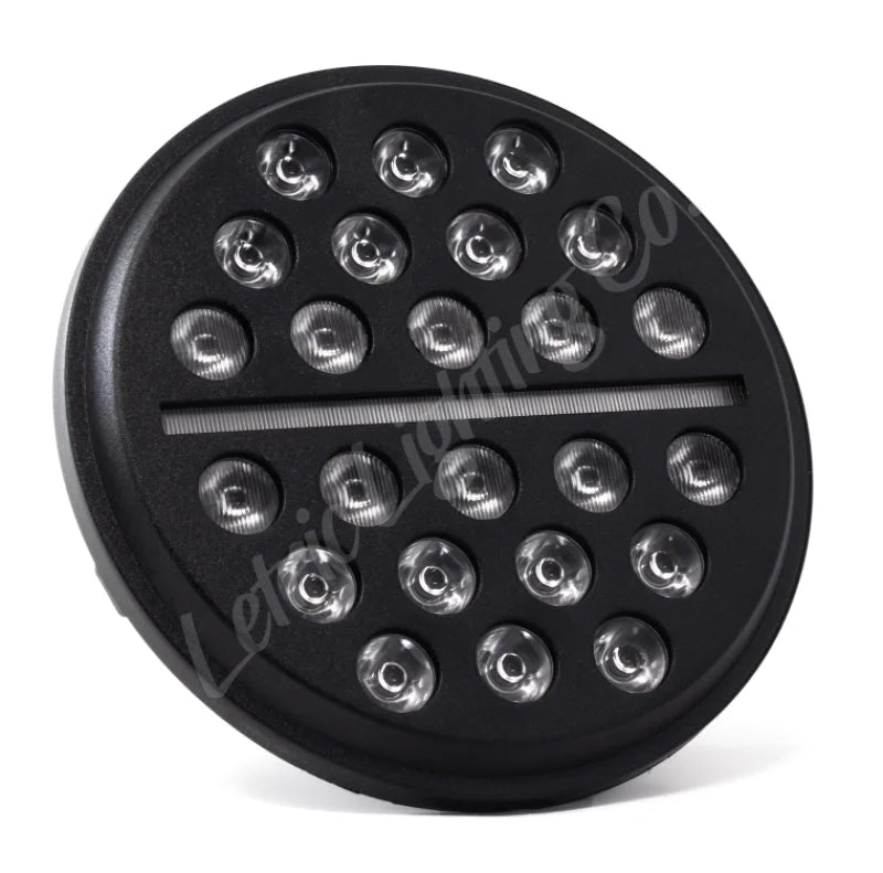 Letric Lighting 7? LED Black Buck-Shot Style multi-mini Headlight - Side View