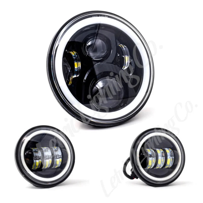 Letric Lighting 7in Led Black Full-Halo Indian - Side View