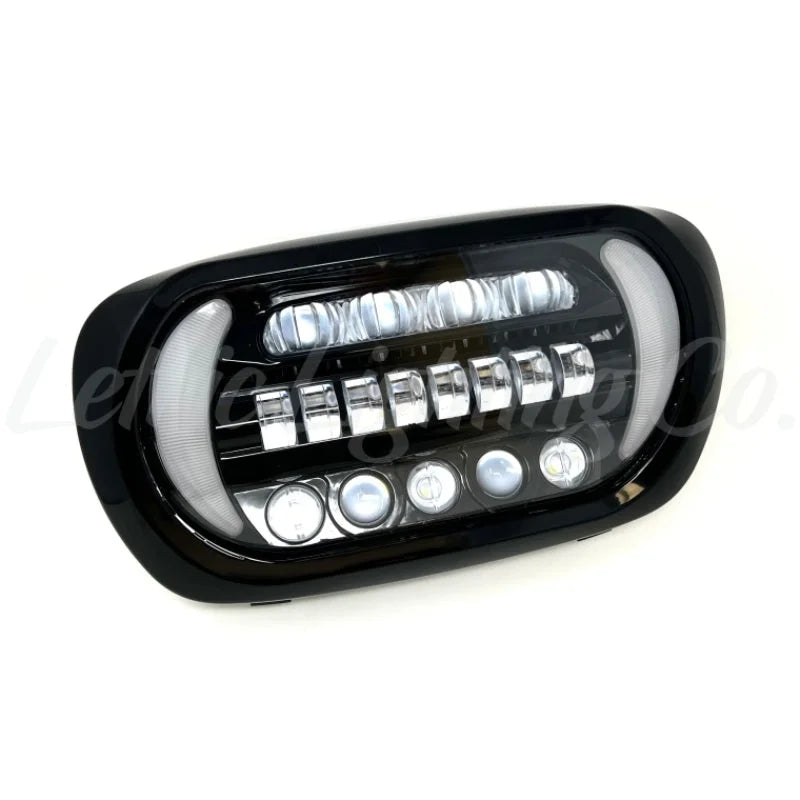 Letric Lighting 96-13 Early Road Glide LED Black/Chrome Headlight with Turn Signals - Side View