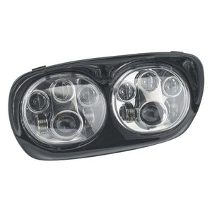 Letric Lighting LED Headlight Dual 5.75in Chrome/Black fits 1998-2010 Harley-Davidson FLTR Road / 1998-2006 Harley-Davidso...