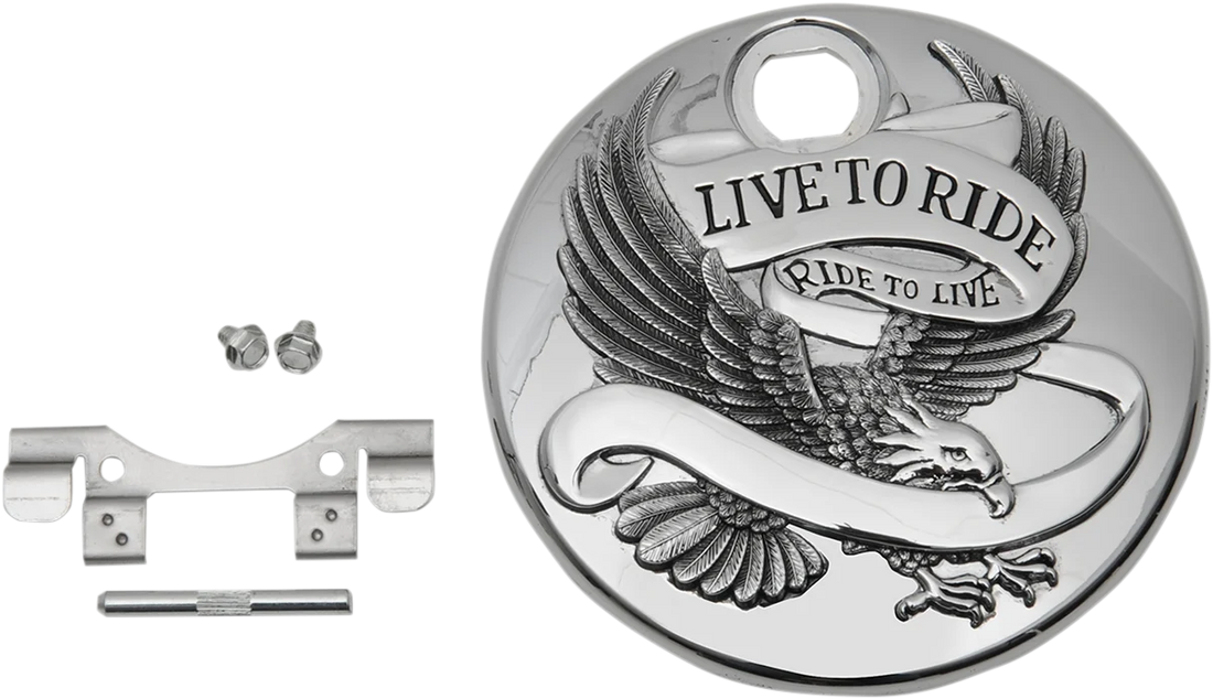 "Live to Ride" Console Door - Chrome DragSpecialties T22-0150CA - Side View