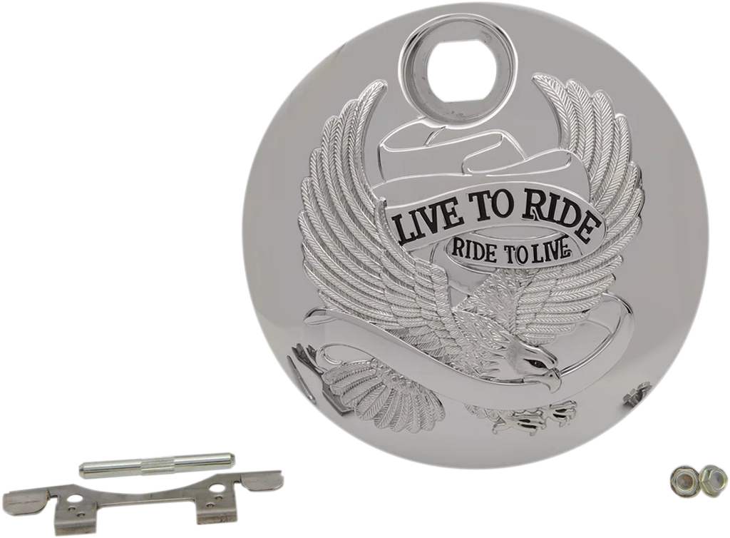 "Live to Ride" Console Door - Chrome DragSpecialties T22-0151CA - Side View