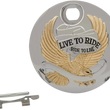 Load image into Gallery viewer, "Live to Ride" Console Door - Chrome with Gold DragSpecialties T22-0151CGA - Side View