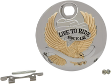 Load image into Gallery viewer, &quot;Live to Ride&quot; Console Door - Chrome with Gold DragSpecialties T22-0151CGA - Side View