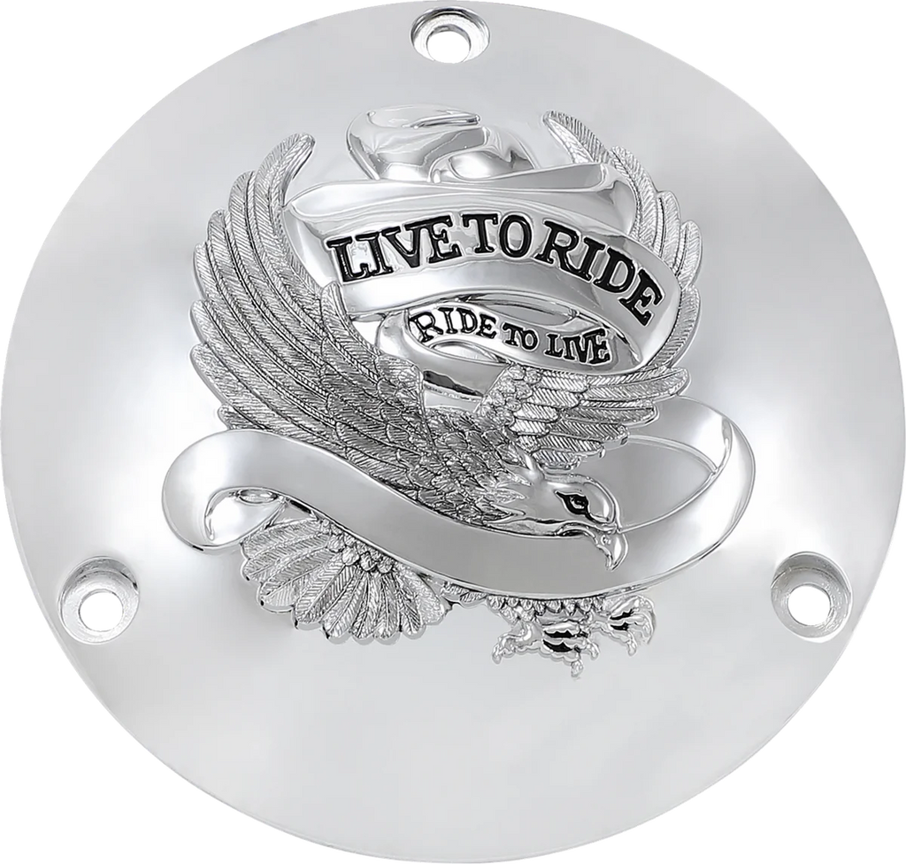 Live to Ride Derby Cover - 3 Hole - Chrome DragSpecialties 33-0010CA - Main Product View