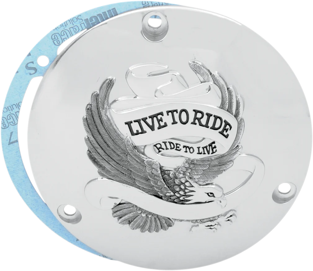 Live to Ride Derby Cover - 3 Hole - Chrome DragSpecialties 33-0010CA - Detail View