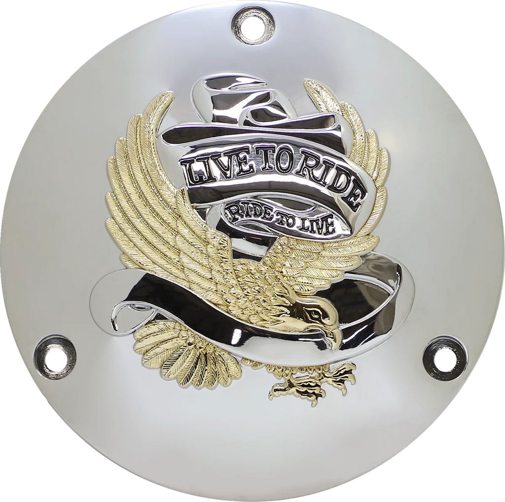 Live to Ride Derby Cover - 3 Hole - Gold DragSpecialties 33-0010DA - Main Product View