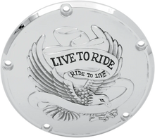 Load image into Gallery viewer, Live to Ride Derby Cover - 5-Hole - Chrome DragSpecialties 33-0065CA - Main Product View