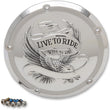 Load image into Gallery viewer, Live to Ride Derby Cover - 5-Hole - Chrome DragSpecialties D33-0110CA - Side View