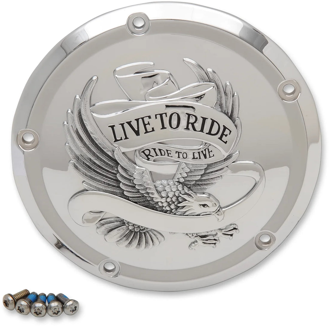Live to Ride Derby Cover - 5-Hole - Chrome DragSpecialties D33-0110CA - Side View