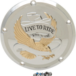 Load image into Gallery viewer, Live to Ride Derby Cover - 5-Hole - Gold DragSpecialties D33-0110GA - Side View