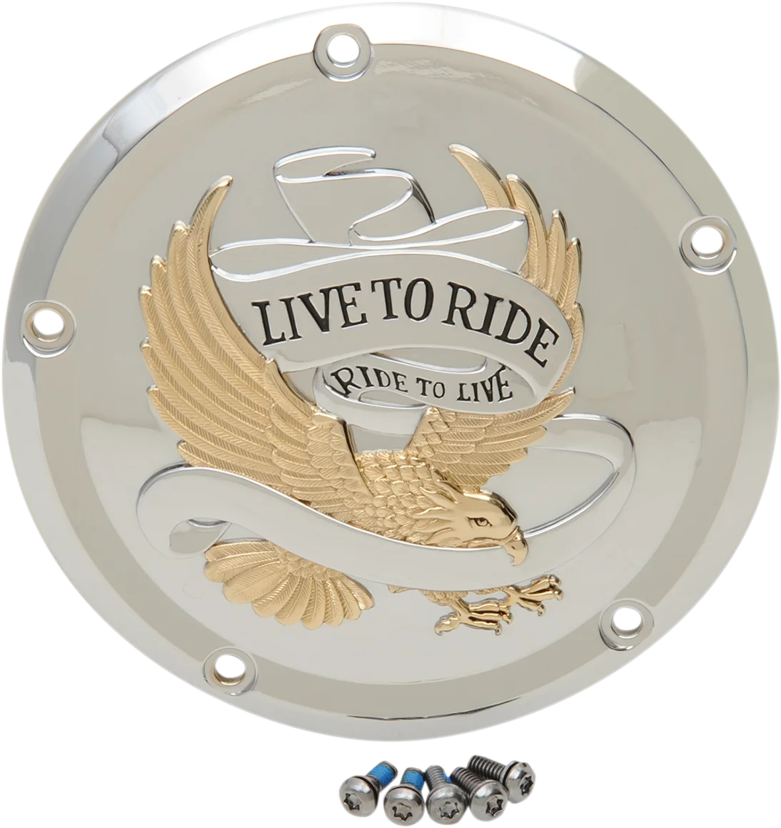 Live to Ride Derby Cover - 5-Hole - Gold DragSpecialties D33-0110GA - Side View