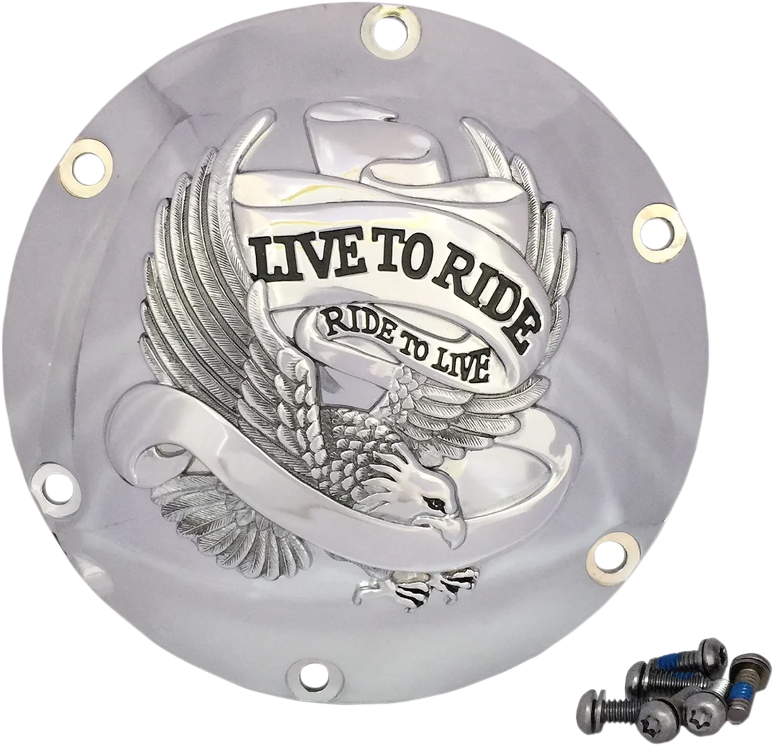 Live to Ride Derby Cover - 6-Hole - Chrome DragSpecialties 33-0067CG - Side View