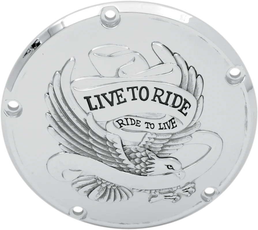 Live to Ride Derby Cover - 6-Hole - Chrome DragSpecialties 33-0067CG - Detail View