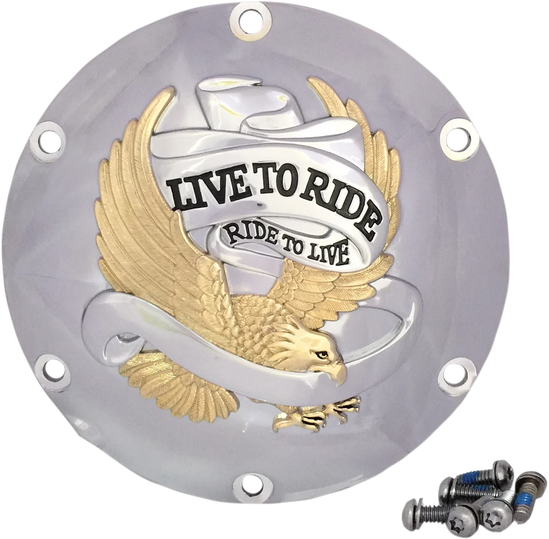 Live to Ride Derby Cover - 6-Hole - Gold DragSpecialties 33-0067CGA - Side View