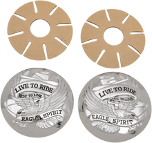 Load image into Gallery viewer, "Live to Ride" Gas Cap Covers - Chrome DragSpecialties 03-0025A-BC230 - Main Product View