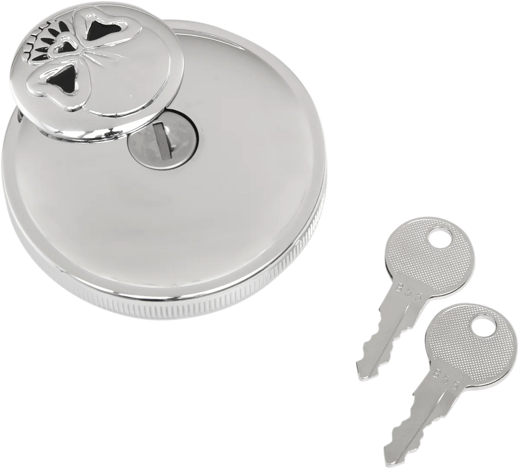 Locking Gas Cap - Skull - Non-Vented - Chrome DragSpecialties 03-0320AS-B - Side View
