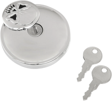 Load image into Gallery viewer, Locking Gas Cap - Skull - Non-Vented - Chrome DragSpecialties 03-0320AS-B - Side View