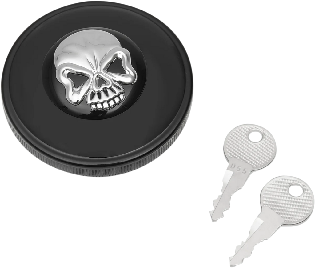 Locking Gas Cap - Skull - Non-Vented - Chrome DragSpecialties 03-0320AS-B - Detail View